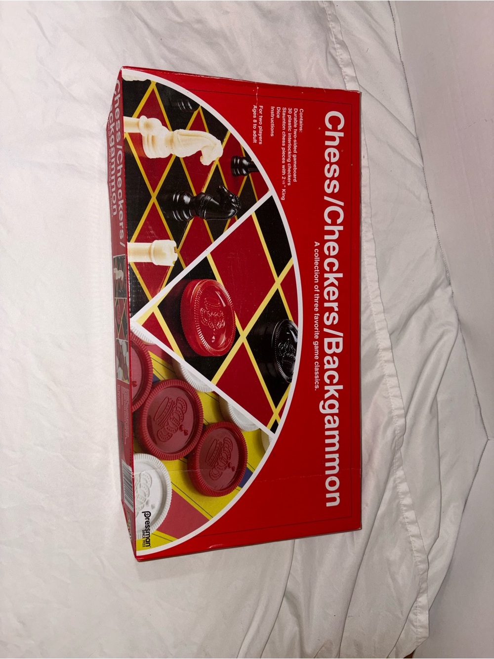 Classic Chess Checkers Backgammon Set - Red